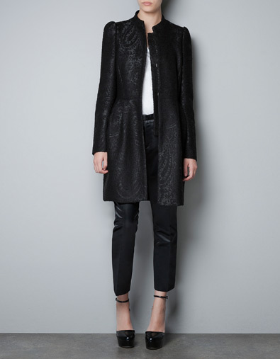 zara jacquard coat