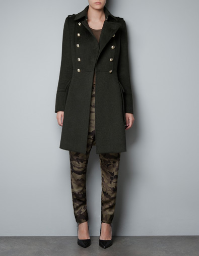 zara woolen military coat