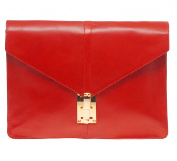 red portfolio purse