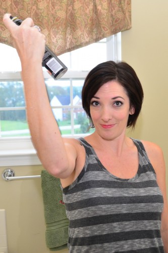 spraying tresemme fresh start