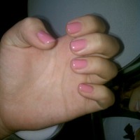 pink gel polish manicure