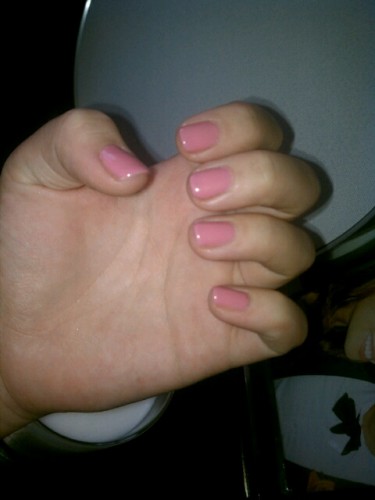 pink gel polish manicure