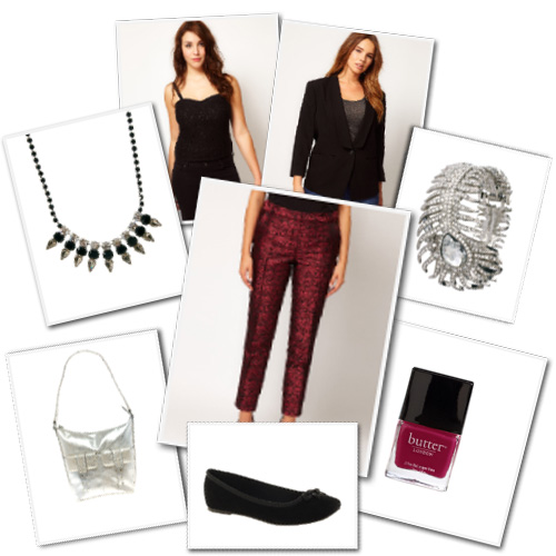 Jacquard print pants and accessories from ASOS Curve.