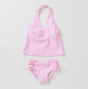 pink and white stripe tankini