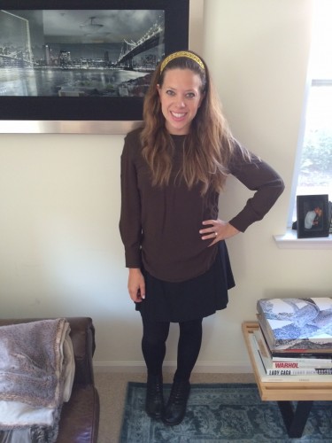 Headband by Carol & Grace; Top by Isabel Marant; Skirt by American Apparel.