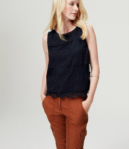 Navy lace top from LOFT